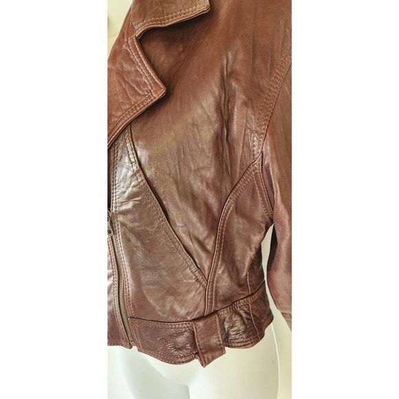 Tulipano Made in Italy Dark Brown Leather Jacket 42 - Picture 2 of 7